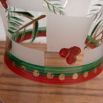 Oversized Glass Candle Open Hurricane Checkerboard Pine Bough Holly - Image 2