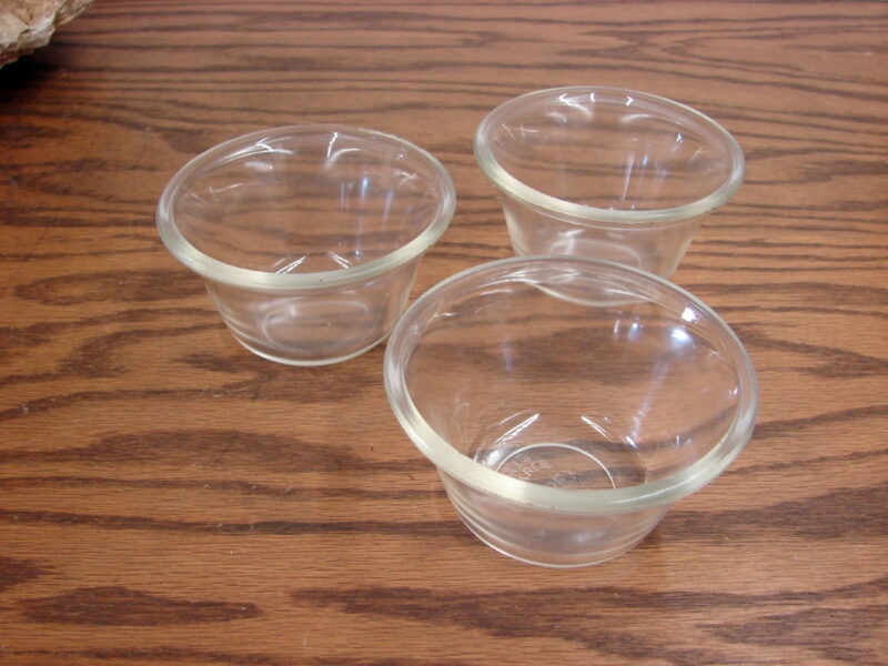 Vintage PYREX Clear Glass #414 Custard Cup Set/3, Moose-R-Us.Com Log Cabin Decor