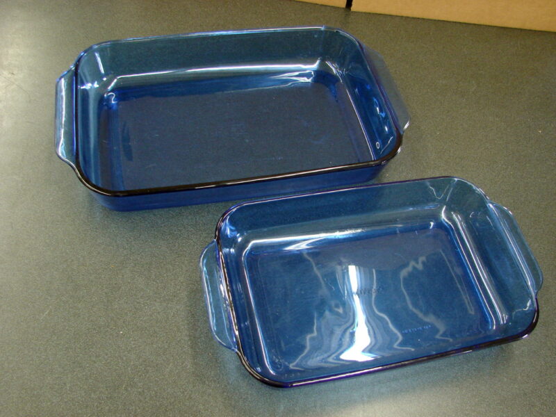 Newer Pyrex Cobalt Blue #232 #233 Lasagna Baking Pan 2 &#038; 3 Quart, Moose-R-Us.Com Log Cabin Decor