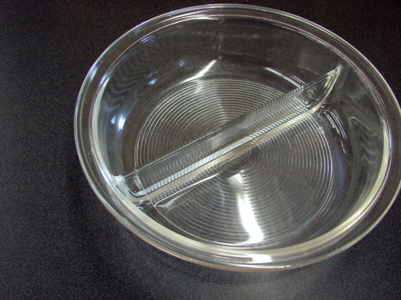 Vintage PYREX #595 Clear Ribbed Divided Chafing Dish Serving Bowl, Moose-R-Us.Com Log Cabin Decor