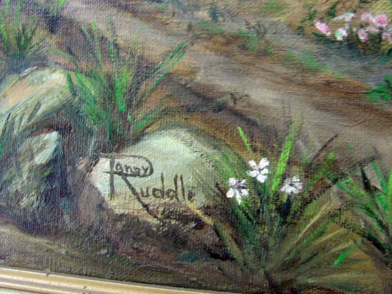 Ruddle Original Painting Framed Artwork River Road Mountains Pines Gorgeous, Moose-R-Us.Com Antiques Collectibles Log Cabin Decor