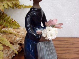 Vintage Elsi Bourelius Pottery Woman Apron Bud Vase 11” Jie Gontafta Sweden