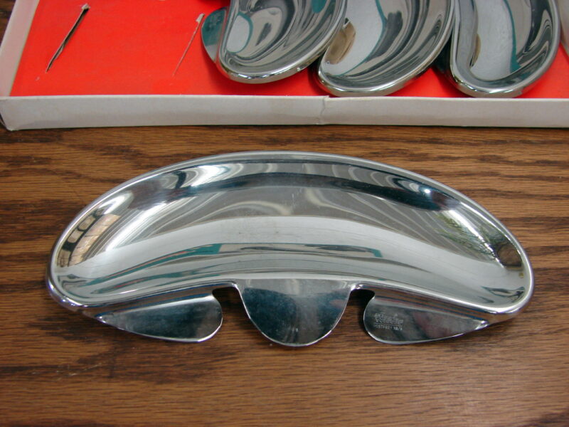 Vintage MCM Fissler Coronal Stainless Steel Clip on Plates Store Bones Dips Sauces etc, Moose-R-Us.Com Log Cabin Decor