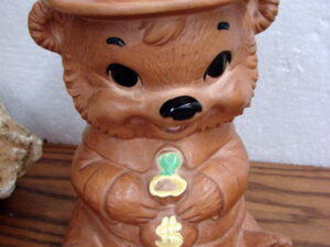 Vintage 1960's Pottery Twin Winton Smokey Ranger Bear Bank