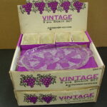 Vintage Retro Anchor Hocking Clear Embossed Grape Snack Set New in Box