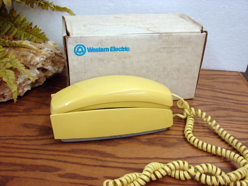 Vintage Harvest Gold Western Electric Trimline Wall Phone Rotary Box, Moose-R-Us.Com Antiques Collectibles Log Cabin Decor