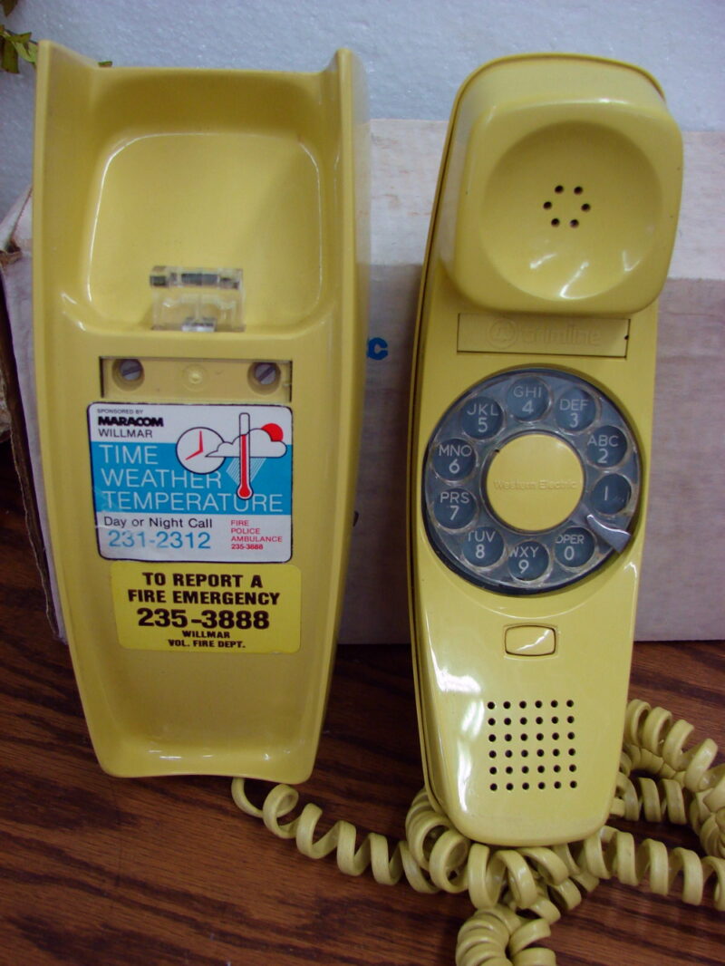 Vintage Harvest Gold Western Electric Trimline Wall Phone Rotary Box, Moose-R-Us.Com Antiques Collectibles Log Cabin Decor
