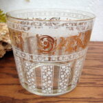 Vintage MCM Cera 22kt White and Gold Leaf Ice Bucket Barware