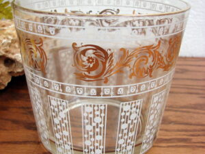 Vintage MCM Cera 22kt White and Gold Leaf Ice Bucket Barware