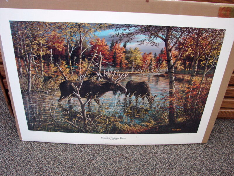 Ken Zylla Artwork Superior National Forest Moose Signed Numbered 443/2800, Moose-R-Us.Com Log Cabin Decor
