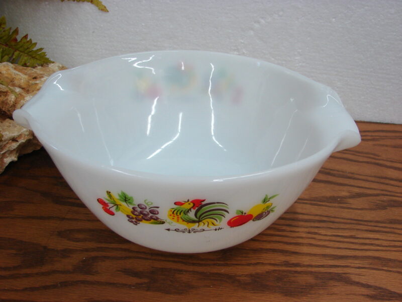Vintage Fire King Milk Glass Chanticleer Rooster Mixing Bowl 10&#8243;, Moose-R-Us.Com Log Cabin Decor