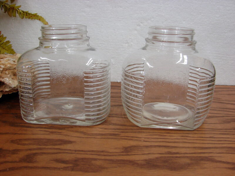Vintage Hazel Atlas Clear Glass Ribbed Textured Coffee Tea Hoosier Jar #5427, Moose-R-Us.Com Log Cabin Decor