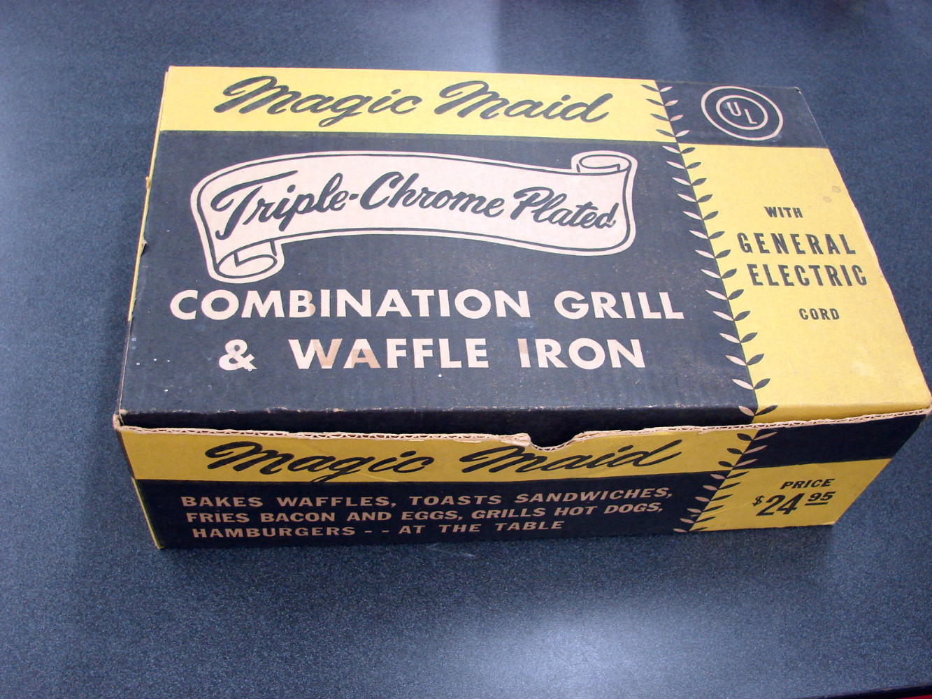 Vintage Electric Chrome Copper Magic Maid Combination Grill Waffle Iron Box - Image 2