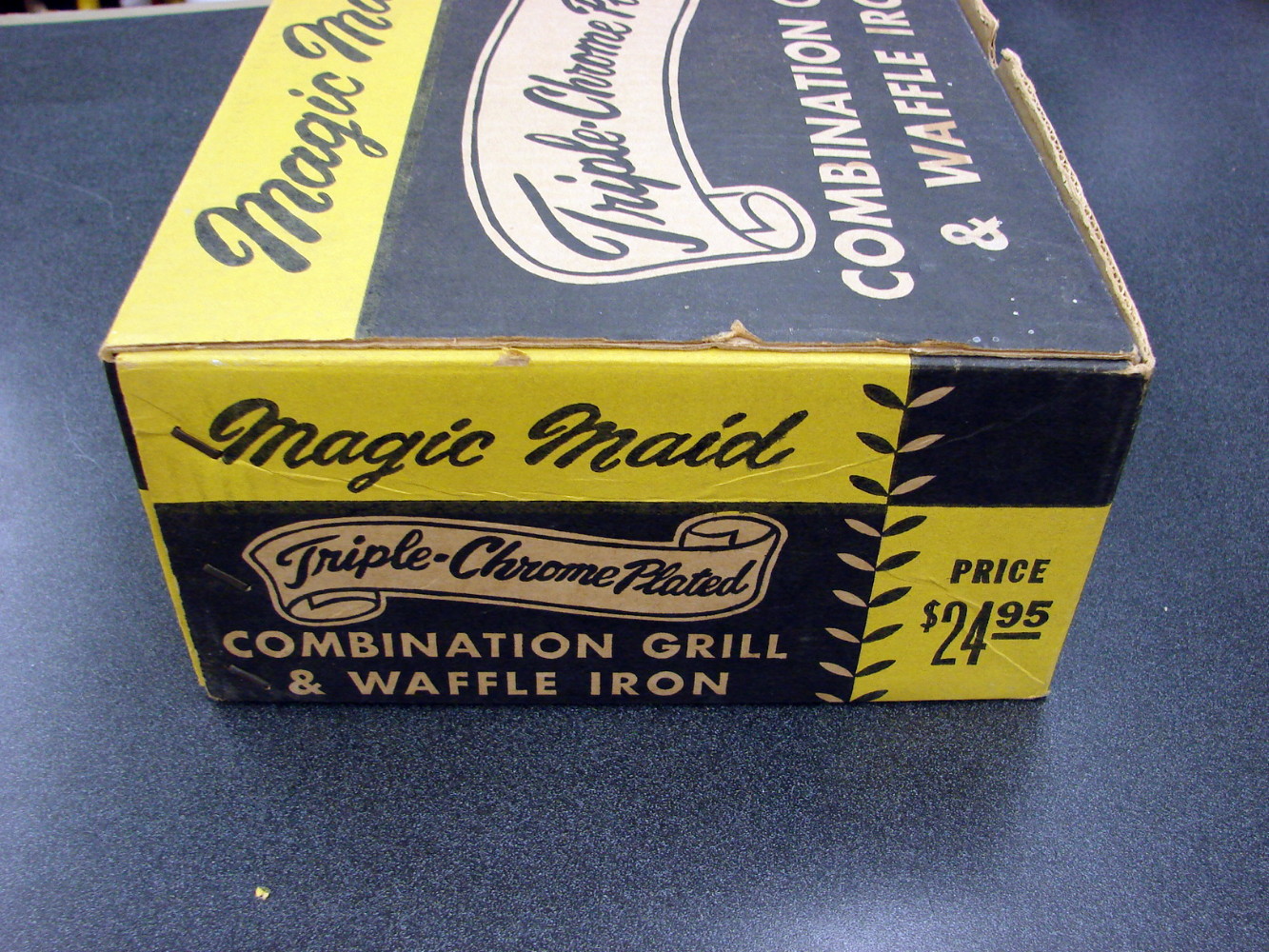 Vintage Electric Chrome Copper Magic Maid Combination Grill Waffle Iron Box - Image 3