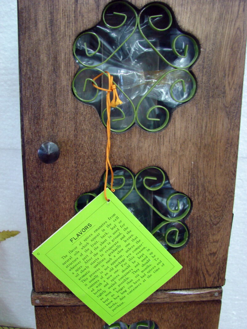 Vintage Retro Wood Glass Bottle Spice Rack Avocado Green Design Brand New, Moose-R-Us.Com Log Cabin Decor
