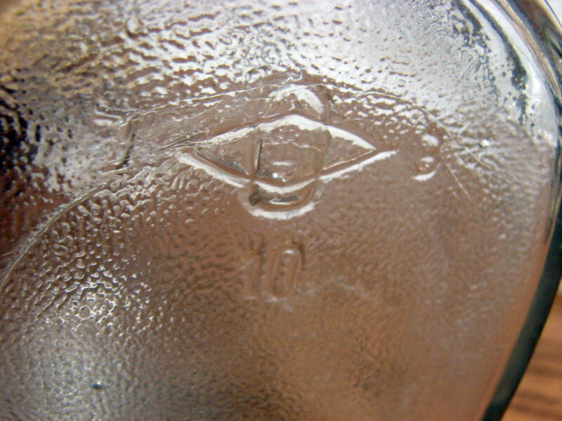 Two Vintage Clear Glass Ribbed Textured Coffee Tea Sellers Cabinet Hoosier Jar Marked, Moose-R-Us.Com Log Cabin Decor