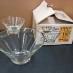 Vintage Anchor Hocking Sparkling Crystal Chip Dip Set w/ Original Box