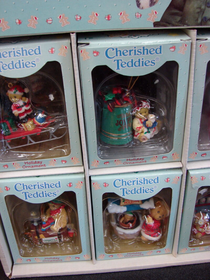 Enesco 1997 Cherished Teddies Priscilla Hillman Store Display 28 Ornaments, Moose-R-Us.Com Log Cabin Decor