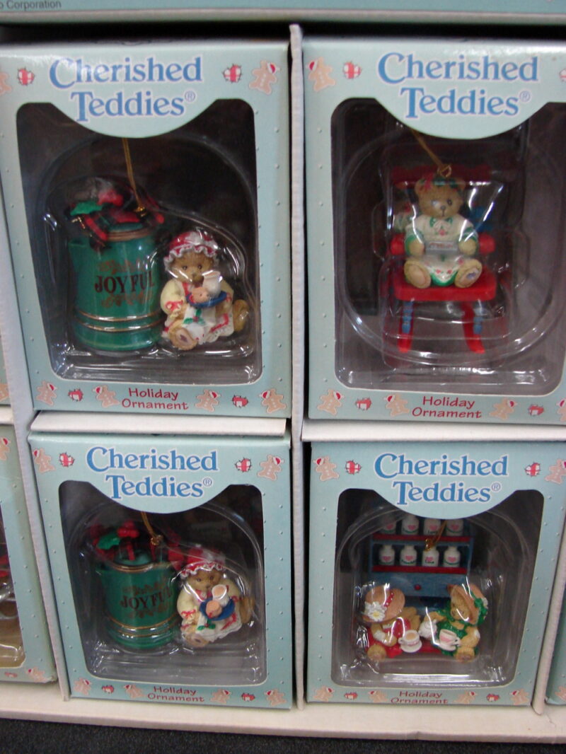 Enesco 1997 Cherished Teddies Priscilla Hillman Store Display 28 Ornaments, Moose-R-Us.Com Log Cabin Decor