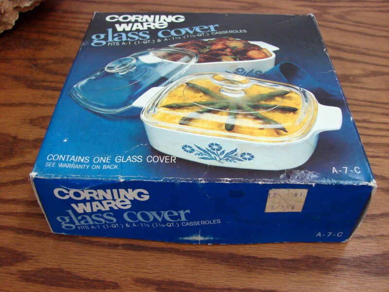 Vintage CorningWare Pyrex Clear Glass Lid A-7 Brand New in Sealed Box, Moose-R-Us.Com Log Cabin Decor