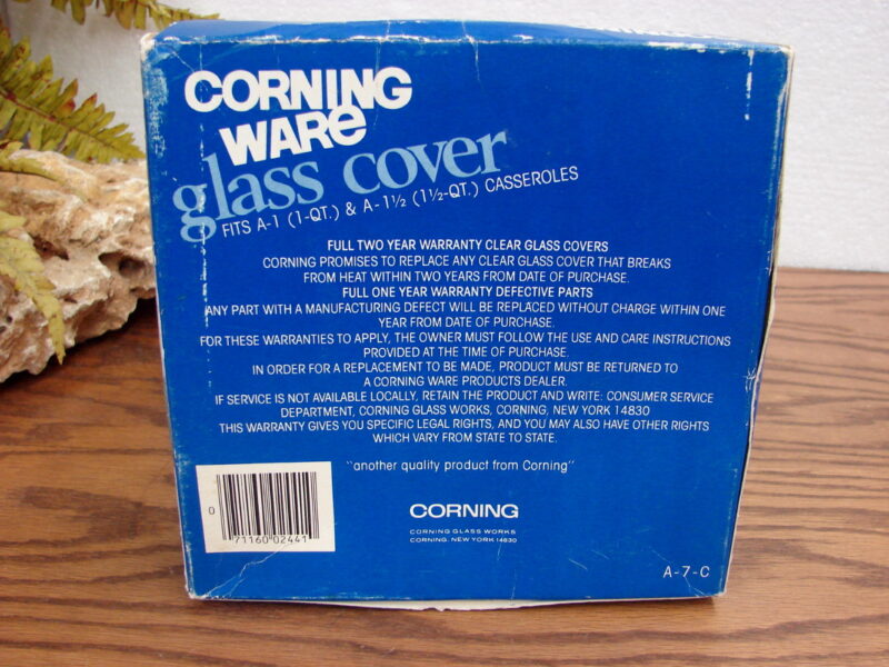 Vintage CorningWare Pyrex Clear Glass Lid A-7 Brand New in Sealed Box, Moose-R-Us.Com Log Cabin Decor