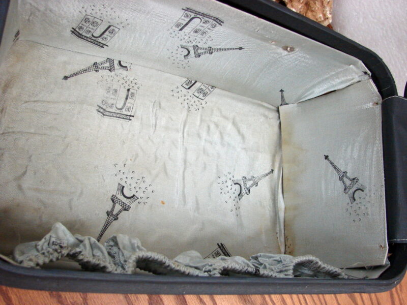 Vintage La Parisienne By Crown Luggage 14” Blue Train Box 1940-50 Side Open, Moose-R-Us.Com Log Cabin Decor