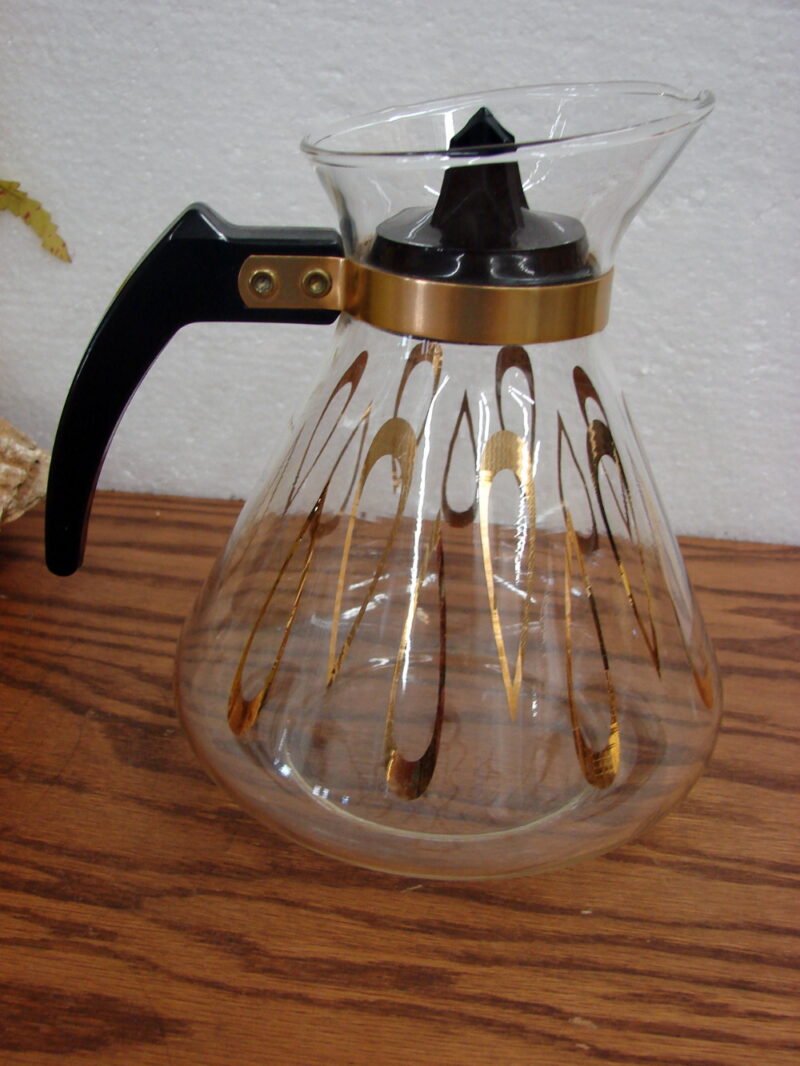 Vintage MCM Libbey Gold Teardrop Coffee Beverage Server Carafe w/ Lid, Moose-R-Us.Com Log Cabin Decor