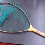 Vintage Trout Fly Fishing Net Cork Handle Aluminum Rim Nylon Netting