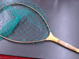 Vintage Trout Fly Fishing Net Cork Handle Aluminum Rim Nylon Netting