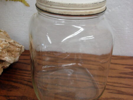 Vintage Hazel Atlas Clear Simple Glass Coffee Tea Hoosier Jar w/ Lid