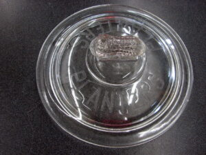 Vintage Original Clear Glass Planters Mr. Peanut Jar Lid w/ Peanut Final Handle