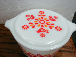 Vintage PYREX Friendship #473 Cinderella Round Casserole Opal Pattern w/ Opal Pattern Lid