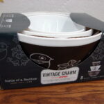 Vintage Charm Inspired PYREX Black White Birds of a Feather Bowls Set/3 NIB