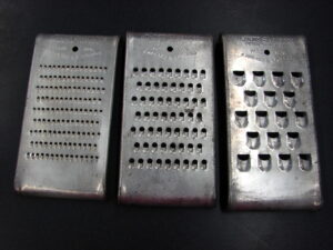 Vintage Tin Wonder Shredder 3 Piece Set Over The Bowl Shredders
