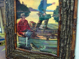 Adirondack Real Thick Slab Tree Bark and Young Birch Twig Frame Advertising Print