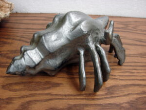 Vintage Aluminum Hermit Crab in Seashell Art Unique One of a Kind
