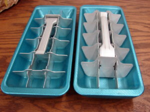 Set/2 Vintage Aluminum Old School Ice Cube Tray Blue Anodized