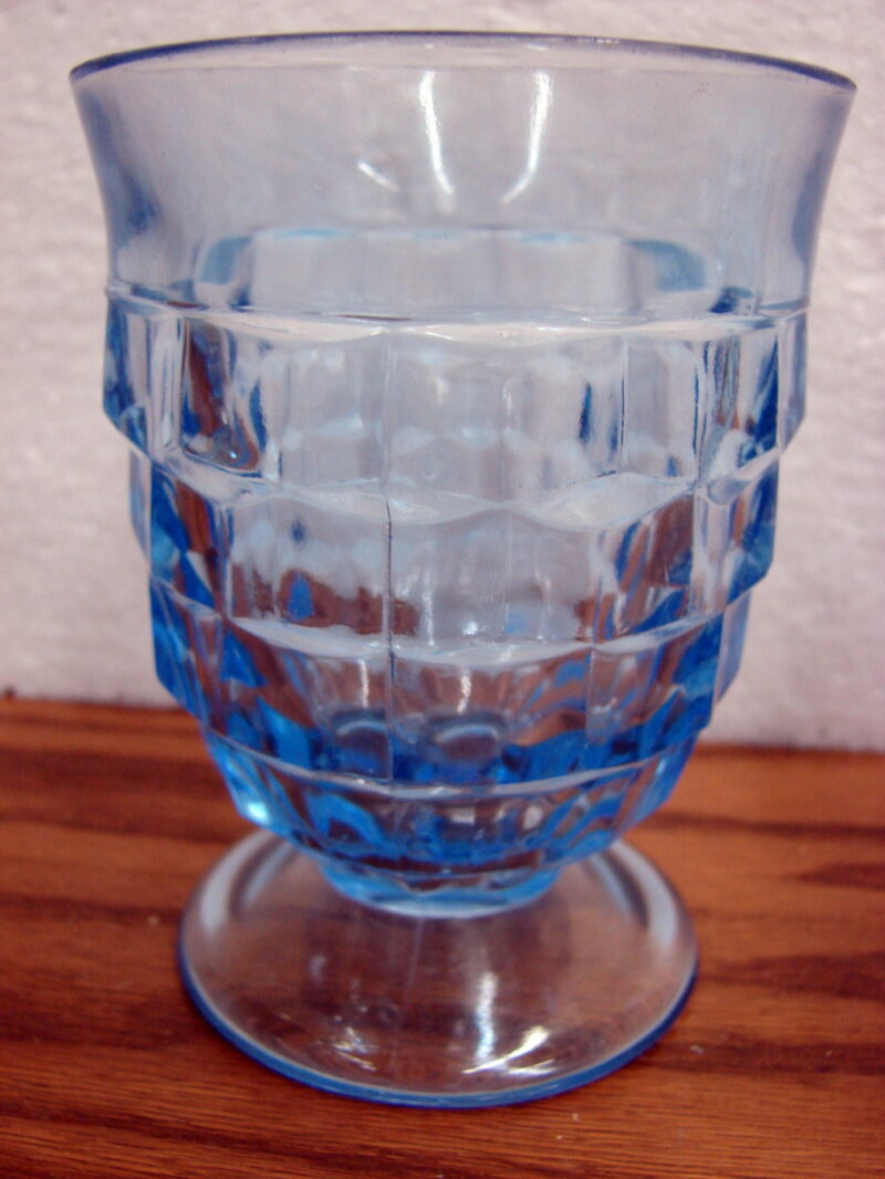 Vintage Cubist Colony Whitehall Ice Blue 9 oz Footed Tumbler Set/5 - Image 2
