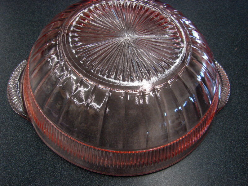 Vintage Coronation Anchor Hocking Pink Peach Depression Glass Bowl Tab Handles, Moose-R-Us.Com Antiques Collectibles Log Cabin Decor