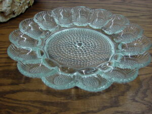 Vintage Indiana Glass Rainbow Mist 5 Part Divided Embossed Handled Tray, Moose-R-Us.Com Log Cabin Decor