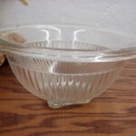 Vintage Hazel Atlas Clear Federal Glass Rolled Rim Square Bottom Mixing Bowl