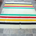Vintage Hudson Bay England Classic Stripe 4 point Wool Blanket 91 x 72