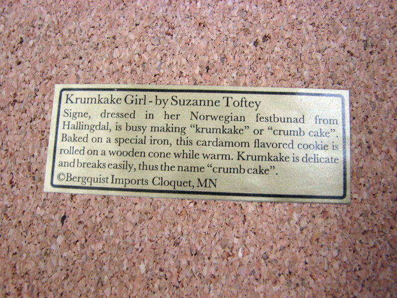 Scandinavian Norwegian Krumkake Girl Susan Toftey Tile Bergquist, Moose-R-Us.Com Log Cabin Decor