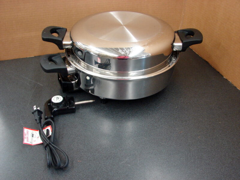 New Era Electric Skillet Multi Cooker Liquid Core 16LP Heavy Duty Stainless, Moose-R-Us.Com Log Cabin Decor