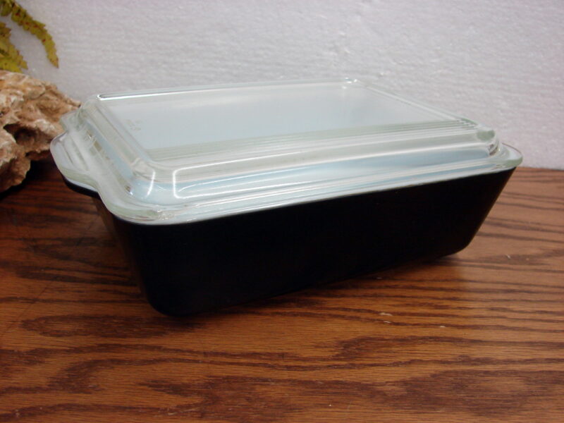 Vintage PYREX 503 Rodney Kent Matte Black Refrigerator Dish and 503-C Lid, Moose-R-Us.Com Antiques Collectibles Log Cabin Decor