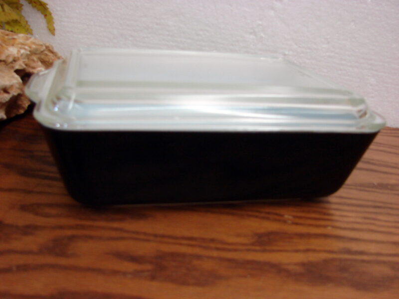 Vintage PYREX 503 Rodney Kent Matte Black Refrigerator Dish and 503-C Lid, Moose-R-Us.Com Antiques Collectibles Log Cabin Decor