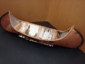 Vintage Hand Crafted Reverse Birch Bark Canoe Ojibwe Native American Made