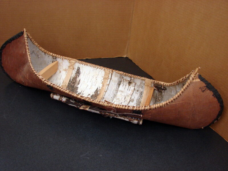 Vintage Hand Crafted Reverse Birch Bark Canoe Ojibwe Native American Made, Moose-R-Us.Com Antiques Collectibles Log Cabin Decor