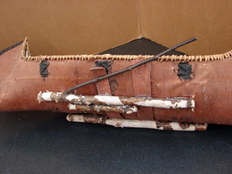 Vintage Hand Crafted Reverse Birch Bark Canoe Ojibwe Native American Made, Moose-R-Us.Com Antiques Collectibles Log Cabin Decor