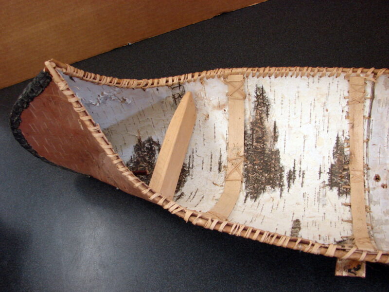 Vintage Hand Crafted Reverse Birch Bark Canoe Ojibwe Native American Made, Moose-R-Us.Com Antiques Collectibles Log Cabin Decor